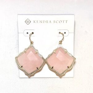 NWT Kendra Scott Gold Plated Rose Quartz Kirsten Earrings